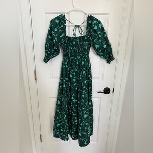 Hill House Home Nap Dress - Teal / Green Floral Long Sleeve Dress